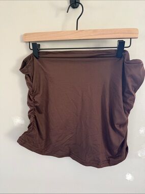 SHEIN Brown Ruched Strapless Crop Top